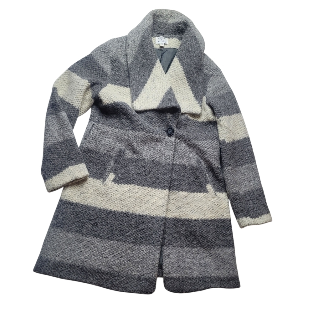 Antoni & Alison Size 12 Stylish Gray and Cream Women's Coat